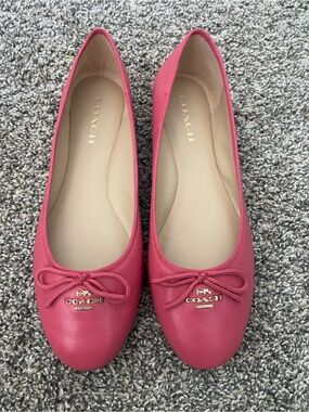 Women’s Coach Alina Leather Ballet Flats Shoes Pink Size 11